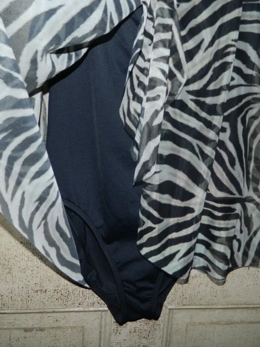 Lauren Ralph Lauren LRL Zebra Sarong Overlay One Pc Swimsuit Sz 14 (V-13)